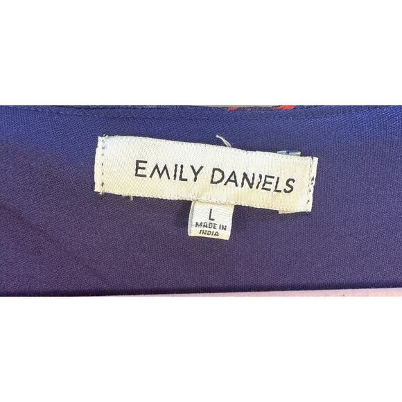 Women's Large Blue Red Floral Emily Daniels Blouse - Picture 8 of 8